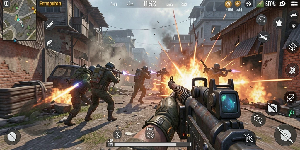 Tampilan gameplay menakjubkan dalam pertempuran FPS di 116X.