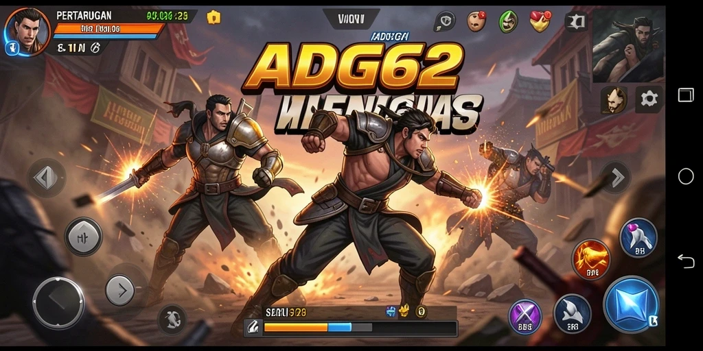 Gameplay seru dalam ADG62 dengan pertarungan intens.