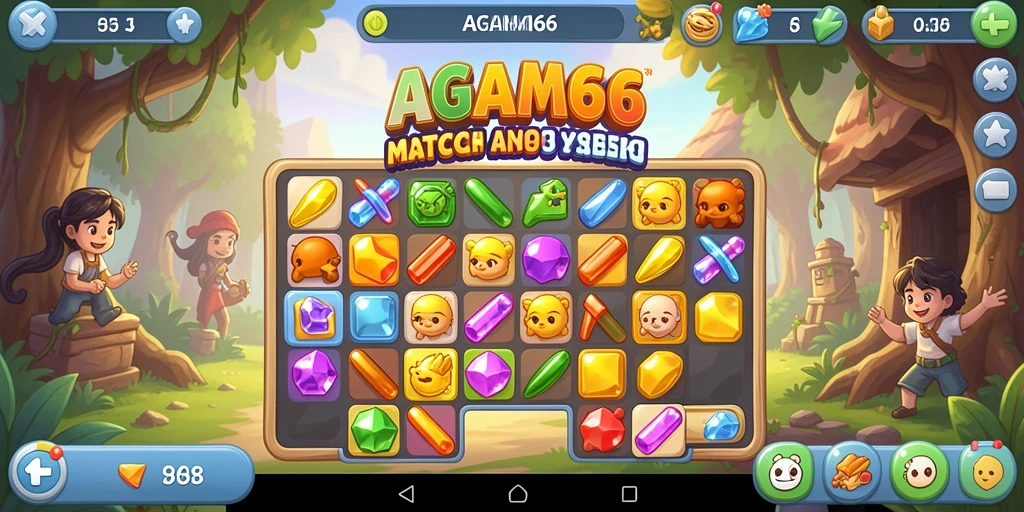 Tampilan gameplay AGAM66 yang seru dengan kombinasi permata menawan.