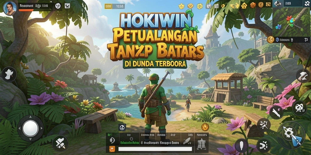 Tangkapan layar HOKIWIN menunjukkan aksi eksplorasi di dunia terbuka.