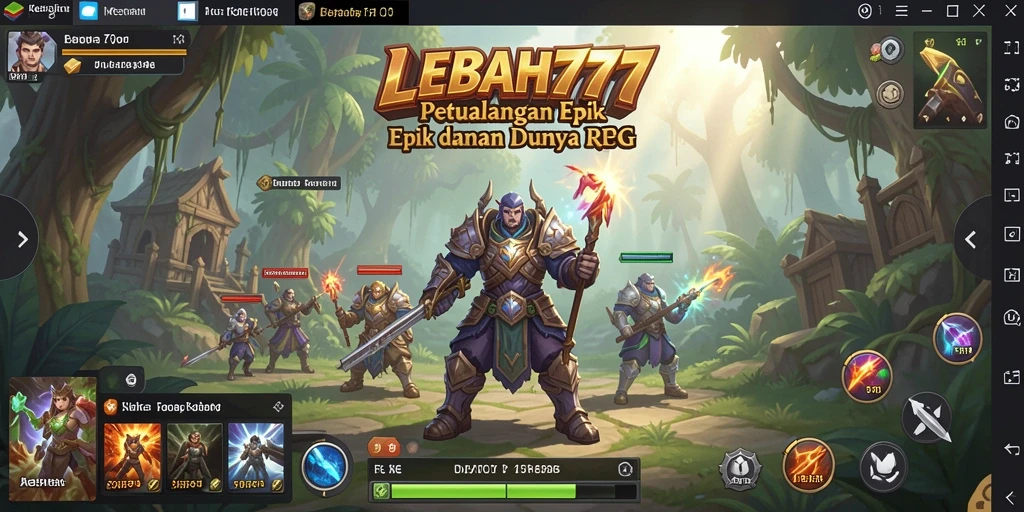 Screenshot menampilkan karakter bertarung melawan monster di dunia fantasi.