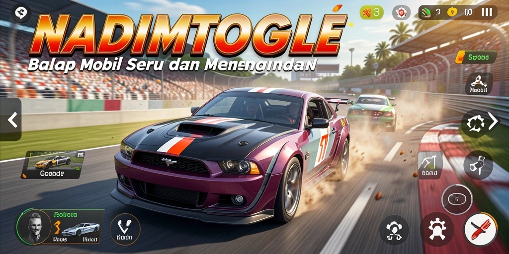 Tampilan gameplay balap mobil yang seru dan mendebarkan.