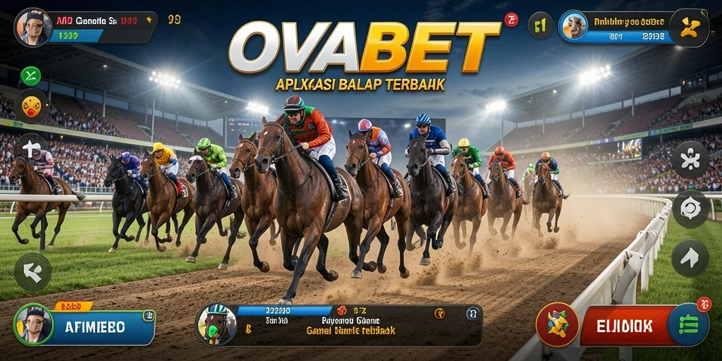Screenshot gameplay OVABET dengan mobil balap yang tengah melaju kencang.
