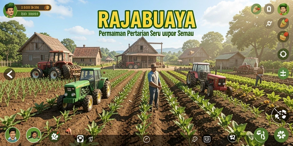 Screenshot utama RAJABUAYA menunjukkan gameplay pertanian yang menarik.