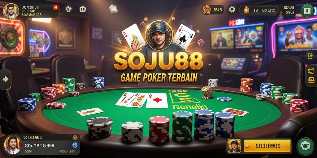 Gameplay Poker seru di aplikasi SOJU88 dengan tampilan menarik.