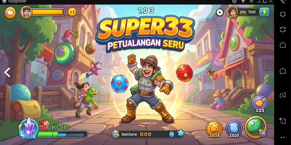 Screenshot SUPER33 menampilkan gameplay seru dan penuh warna.